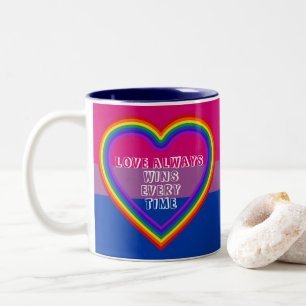 LGBTQAI Bisexual Pride Flag with Text Two-Tone Coffee Mug