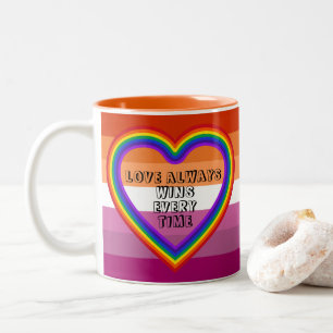 LGBTQAI Lesbian Pride Flag with Text Two-Tone Coffee Mug