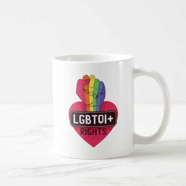 LGBTQI Rights Rainbow Flag Fist Pride March Coffee Mug (Right)