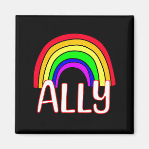 Lgbtqia Ally Cute Rainbow And Heart Pride T Shirt Magnet