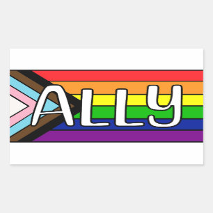 LGBTQIA+ Ally   Rainbow Flag Rectangular Sticker