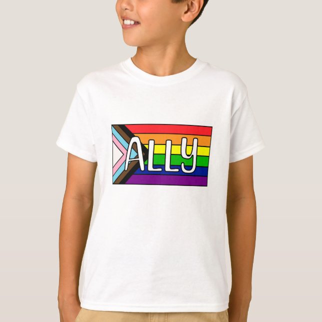 LGBTQIA+ Ally | Rainbow Flag T-Shirt (Front)