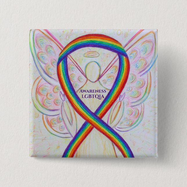 LGBTQIA Awareness Ribbon Custom Button Pin (Front)