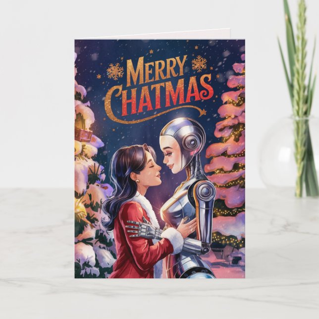 LGBTQIA Chatbot Love Female Ai Christmas Holiday Card (Front)