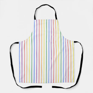 LGBTQIA Gay Pride 6 Stripe Rainbow Ticking Stripe Apron