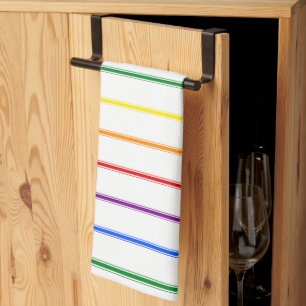 LGBTQIA Gay Pride 6 Stripe Rainbow Ticking Stripe Tea Towel