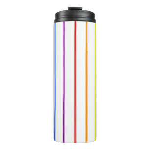 LGBTQIA Gay Pride 6 Stripe Rainbow Ticking Stripe Thermal Tumbler