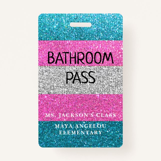 LGBTQIA Glitter Back To School Bathroom Hall Pass ID Badge (Back)