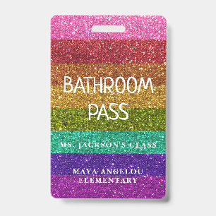 LGBTQIA Glitter Back To School Bathroom Hall Pass ID Badge