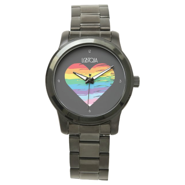 LGBTQIA HEART, Pride Rainbow Love Watch (Front)