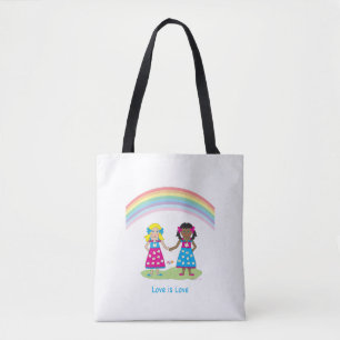 LGBTQIA LOVE is LOVE, Rainbow Flag Heart Tote Bag