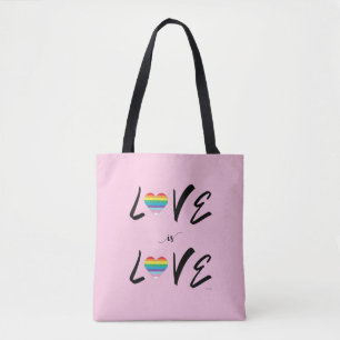LGBTQIA Love is LOVE, Rainbow Pride Pink Tote Bag