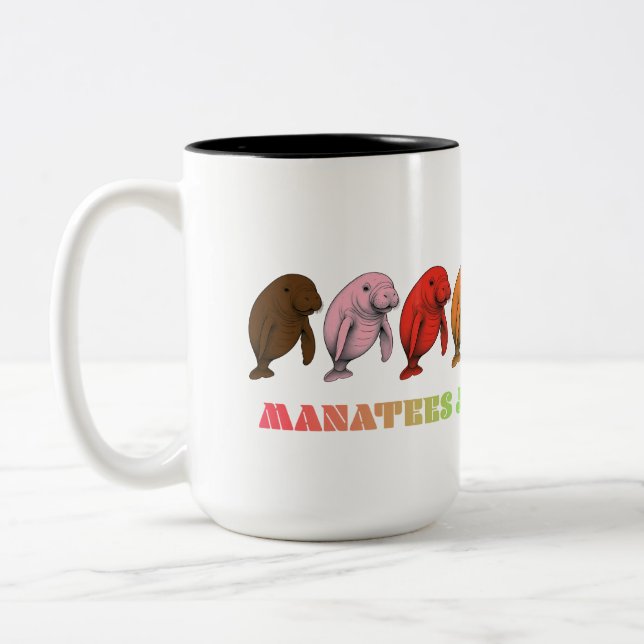LGBTQIA+ Manatees just want a hug Two-Tone Coffee Mug (Left)