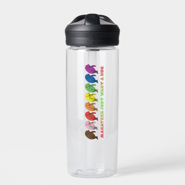 LGBTQIA+ Manatees just want a hug Water Bottle (Front)