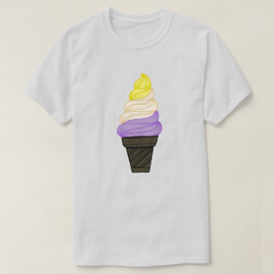 LGBTQIA+ Nonbinary Pride Soft Serve Ice Cream Cone T-Shirt