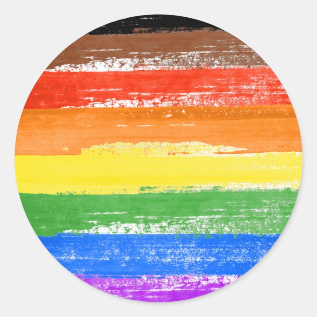 LGBTQIA+ Pride Paint Classic Round Sticker (Front)