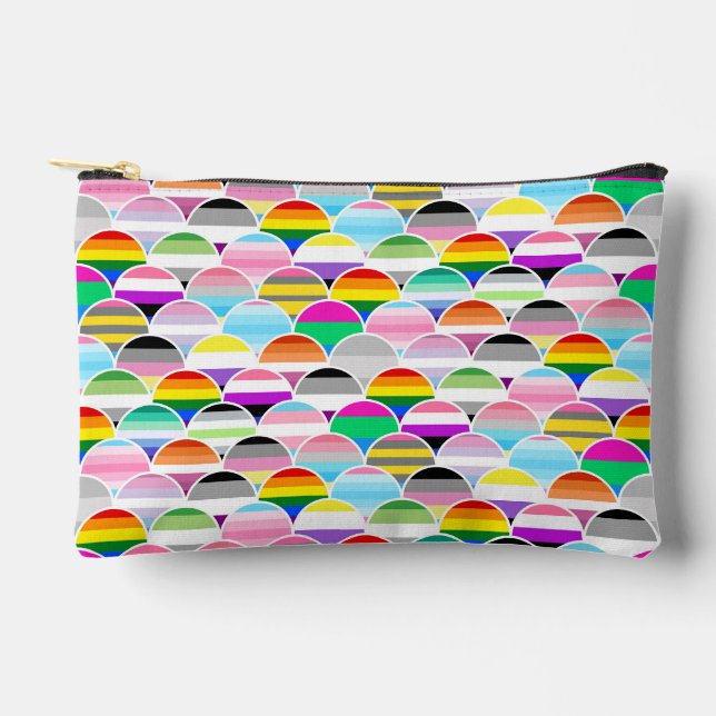 LGBTQIA+ Queer Scalloped Pride Flag Fans Accessory Pouch (Front)