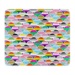 LGBTQIA+ Queer Scalloped Pride Flag Fans Cutting Board