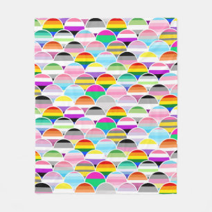 LGBTQIA+ Queer Scalloped Pride Flag Fans Fleece Blanket