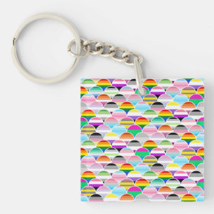 LGBTQIA+ Queer Scalloped Pride Flag Fans Key Ring
