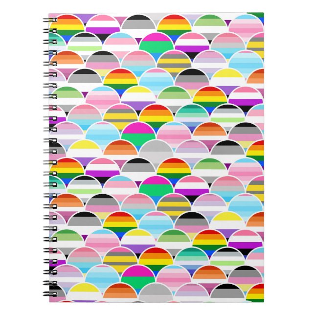 LGBTQIA+ Queer Scalloped Pride Flag Fans Notebook (Front)