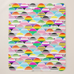 LGBTQIA+ Queer Scalloped Pride Flag Fans Sherpa Blanket