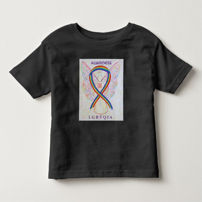 LGBTQIA Rainbow Awareness Ribbon Angel Shirt (Front)