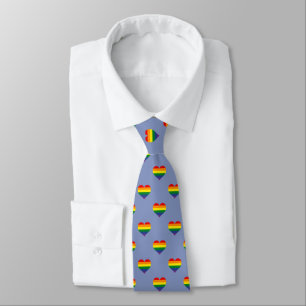LGBTQIA+ Rainbow Pride Flag Hearts Pattern  Tie