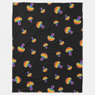 LGBTQIA Rainbow Pride Mushroom Pattern Fleece Blanket