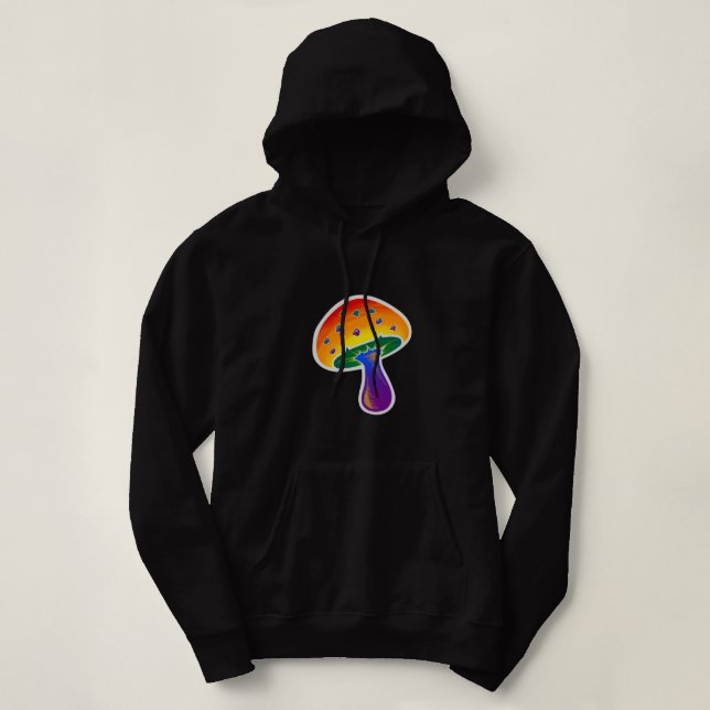 LGBTQIA Rainbow Pride Mushroom Pattern Hoodie (Design Front)