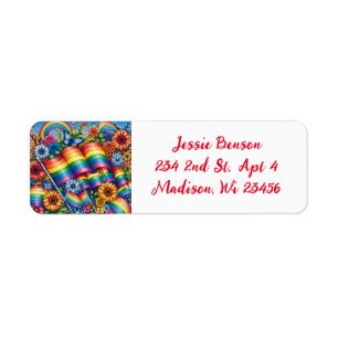 LGBTQIA+ Rainbows and Flowers Return Address Label