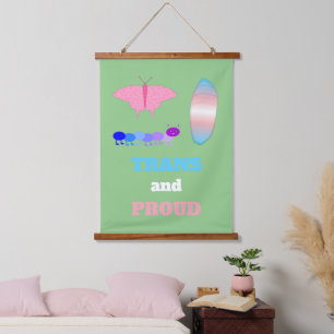 LGBTQIA Transgender Pride Caterpillar to Butterfly Hanging Tapestry