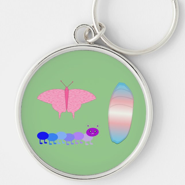 LGBTQIA Transgender Pride Caterpillar to Butterfly Key Ring (Front)