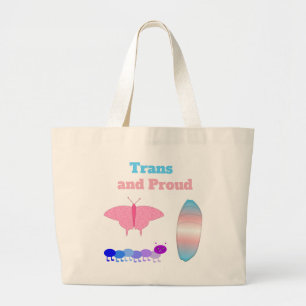 LGBTQIA Transgender Pride Caterpillar to Butterfly Large Tote Bag