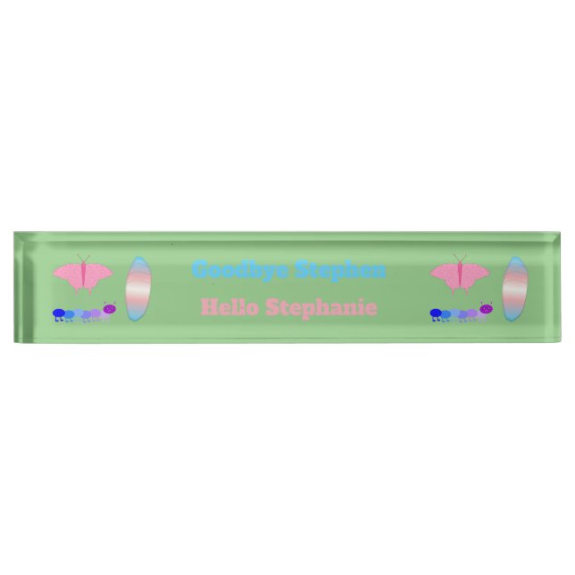 LGBTQIA Transgender Pride Caterpillar to Butterfly Nameplate (Front)