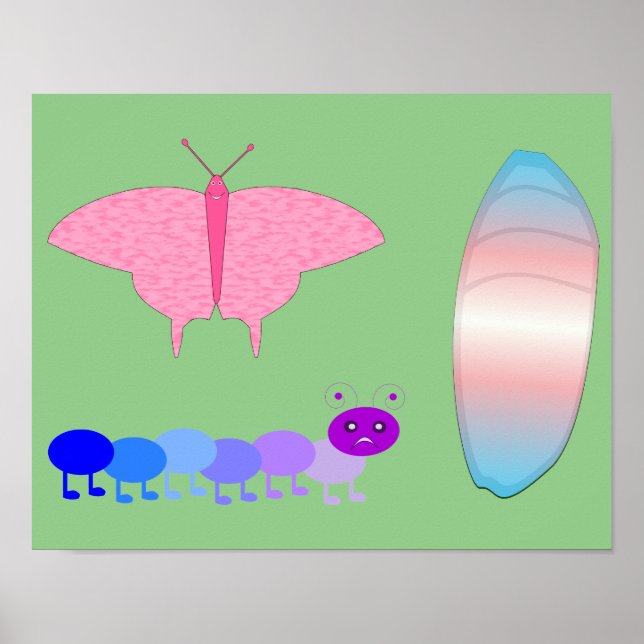 LGBTQIA Transgender Pride Caterpillar to Butterfly Poster (Front)