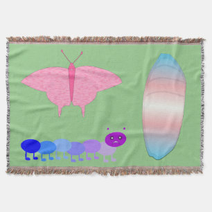 LGBTQIA Transgender Pride Caterpillar to Butterfly Throw Blanket