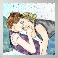 LGBTQIA+ Women Kissing Watercolor Art    