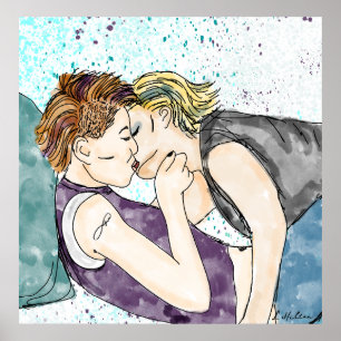 LGBTQIA+ Women Kissing Watercolor Art     Poster
