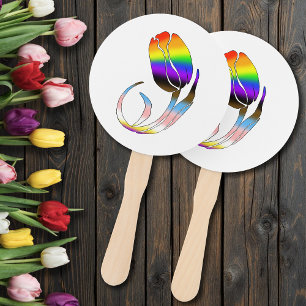 LGBTQplus Tulips Flowers Hand Fan