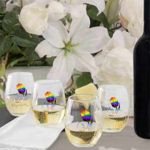 LGBTQplus Tulips Flowers Stemless Wine Glass