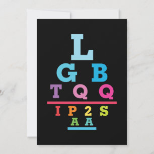 LGBTQQIP2SAA Gay Pride Eye Chart Acronym Holiday Card
