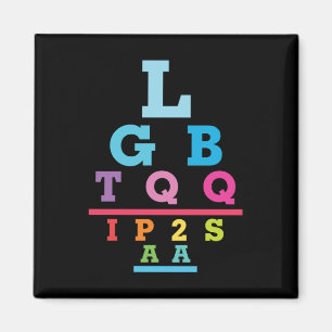 LGBTQQIP2SAA Gay Pride Eye Chart Acronym Magnet