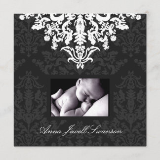 LGC | Charcoal / Posh Baby Announce with Thanks Invitation