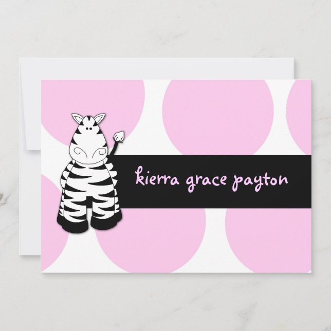 LGC | Pinkie the Zebra Invitation (Front)