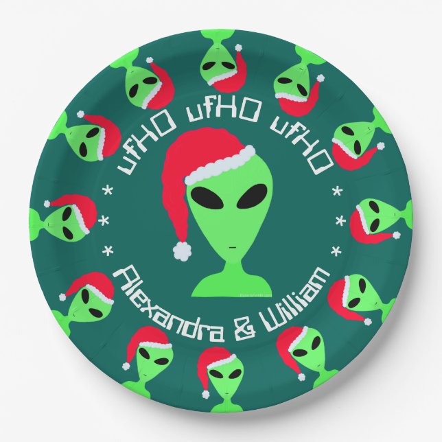 LGM In A Santa Hat Personalised Christmas Party Paper Plate (Front)