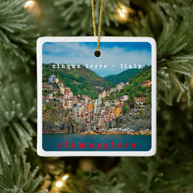 LGR010 RIOMAGGIORE, Cinque Terre, Italy, Ceramic Ornament (Tree)