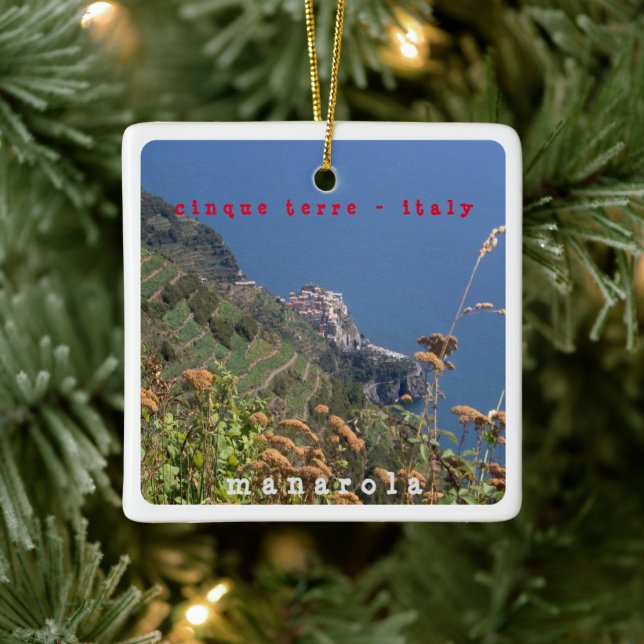 LGR011 MANAROLA, Cinque Terre, Italy, Ceramic Ornament (Tree)
