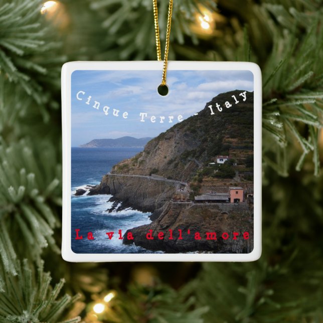 LGR017 CINQUE TERRE, Way of love, Italy, Ceramic Ornament (Tree)