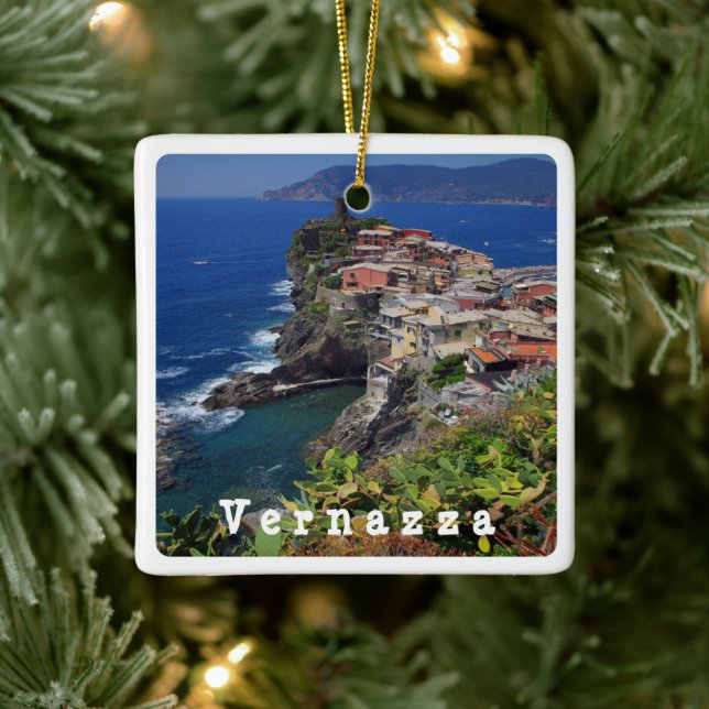 LGR024 VERNAZZA - Cinque Terre - Italy, Ceramic Ornament (Tree)